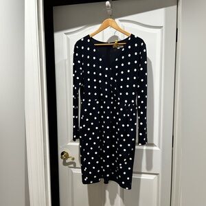Lot of 2 dresses: Ann Taylor LOFT polka dot, Calvin Klein grey/black floral